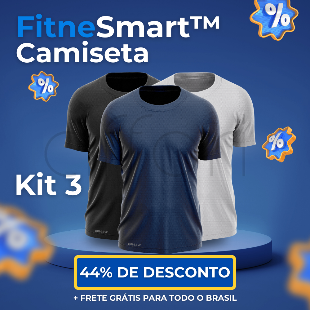 Kit 3 Camisetas Tecnológicas Masculinas FitneSmart - Anti-Suor