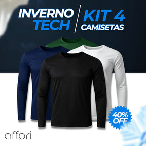 Kit 4 Camisetas Mangas Longas Tecnológicas de Inverno Tech